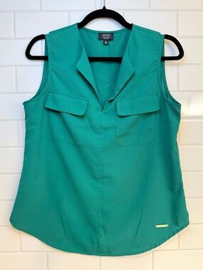 Jones New York Teal Sleeveless Career Blouse Size S